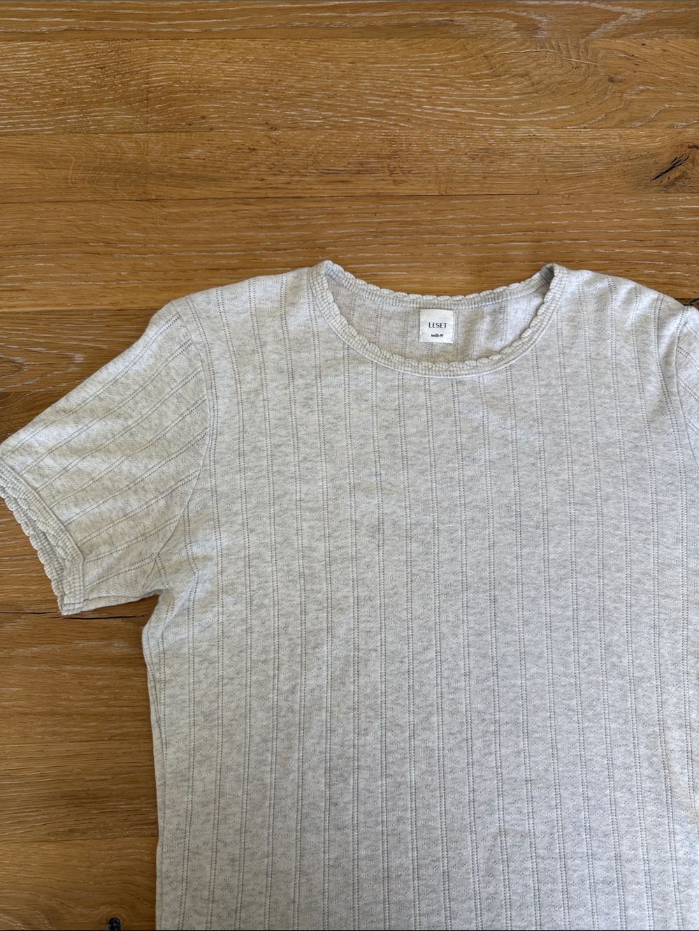 LESET Pointelle Slim Fit Tee - Picture 2 of 6